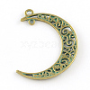 Moon Zinc Alloy Hollow  2-Loop Link Pendants PALLOY-R065-088-FF-2