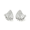 Rack Plating Brass Micro Pave Clear Cubic Zirconia Stud Earrings for Women EJEW-M260-19P-1