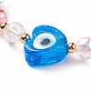 Heart with Evil Eye Lampwork Stretch Bracelet with Glass Beads for Women BJEW-JB08103-5