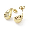 Teardrop Rack Plating Brass Cubic Zirconia Stud Earrings for Women EJEW-B047-02G-13-2