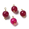 Dyed Natural Agate Round Charms with Real 18K Gold Plated Brass Loops KK-P242-09B-G02-1