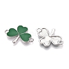 Rack Plating Alloy Green Enamel Shamrock Connector Charms ENAM-N056-354P-2