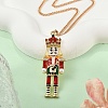 Alloy Enamel Christmas Nutcracker Pendant Necklaces NJEW-L048-01G-01-3