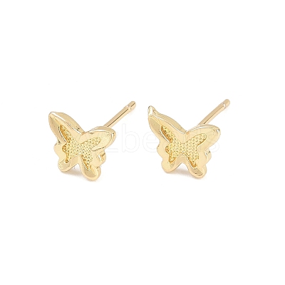Brass Stud Earrings EJEW-P346-01A-G-1