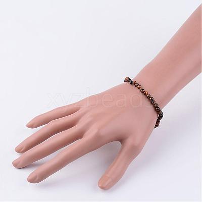 Natural Tiger Eye Beaded Stretch Bracelets BJEW-JB02459-02-1