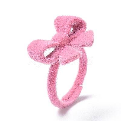 Bowknot Flocky Adjustable Rings RJEW-G117-02-1
