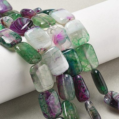 Natural Banded Agate Imitation Ruby in Zoisite Beads Strands G-K392-B03-13x18mm-1