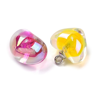 AB Color Resin Heart Pendants RESI-U002-06-1