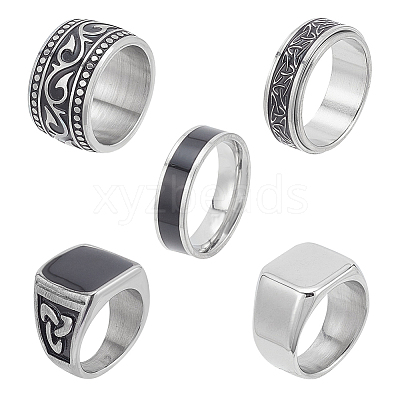 5Pcs 5 Styles 304 Stainless Steel Sailor's Knot Rotating Finger Rings RJEW-AN0001-13-1