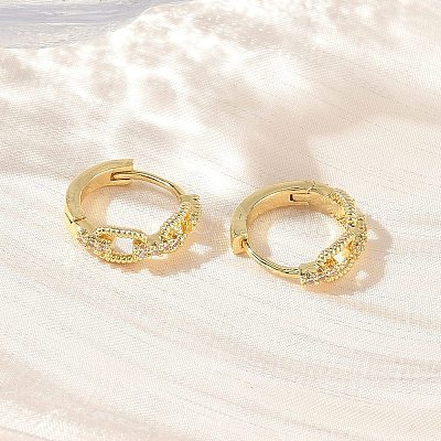 Brass Micro Pave Cubic Zirconia Hoop Earrings KK-CBA30C7-06G-1