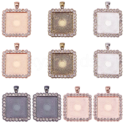 Alloy Rhinestone Pendant Cabochon Settings ALRI-SC0001-002-1