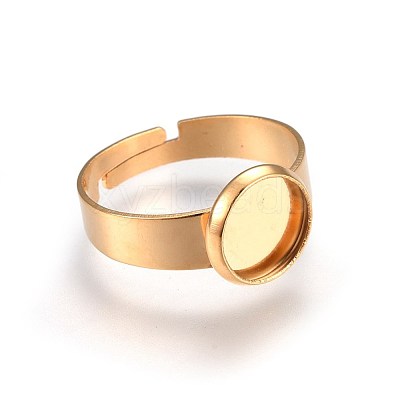 Ion Plating(IP) Adjustable 201 Stainless Steel Finger Rings Components STAS-G187-01G-8mm-1