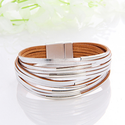 Two Tone Imitation Leather Multi-strand Bracelets for Women WGE2A7B-04-1