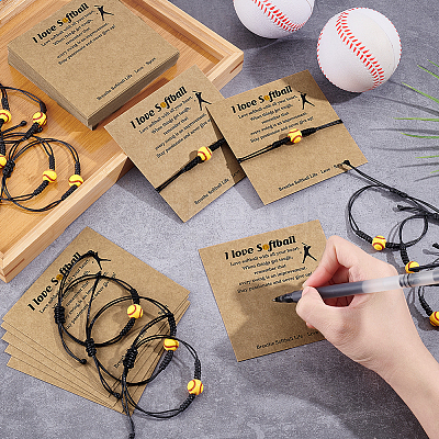 60Pcs Baseball Acrylic Braided Bead Bracelets BJEW-WA0001-05-1