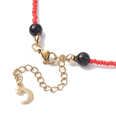 Glass Seed Pendant Necklaces for Women NJEW-MZ00031-03-1