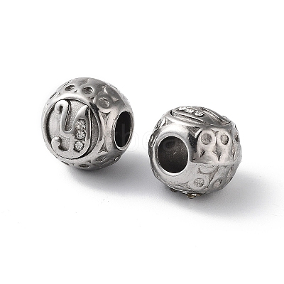 304 Stainless Steel Rhinestone European Beads STAS-A092-10Y-P-1
