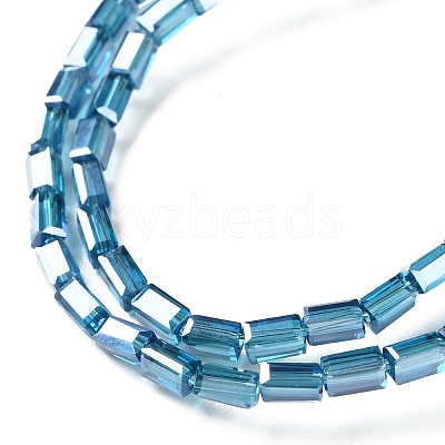 Electroplate Transparent Glass Beads Strands Pearl Luster Plated EGLA-H106-01A-PL04-1