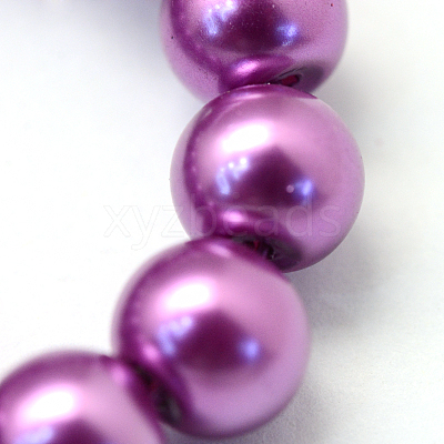 Baking Paint Pearlized Glass Pearl Round Bead Strands X-HY-Q330-8mm-16-1