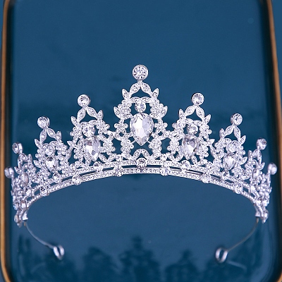 Alloy Rhinestone Crown Hair Bands PW-WG903DF-01-1