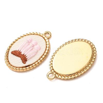 304 Stainless Steel & Cloth Embroidered Pendants FB-CBAFBAF-09G-02-1
