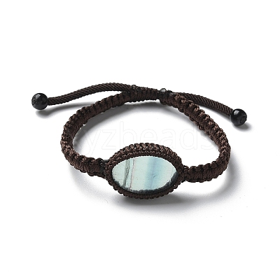 Adjustable Oval Natural Fluorite Braided Bead Bracelets BJEW-H626-02-11-1