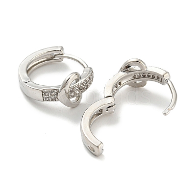 Rack Plating Brass with Cubic Zirconia Hoop Earrings for Women EJEW-G363-06P-1
