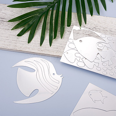 3 Sets 3 Style Fish Acrylic Mirror Wall Stickers DIY-CF0001-02B-1