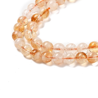 Heated Natural Citrine Beads Strands G-A262-A01-6mm-1