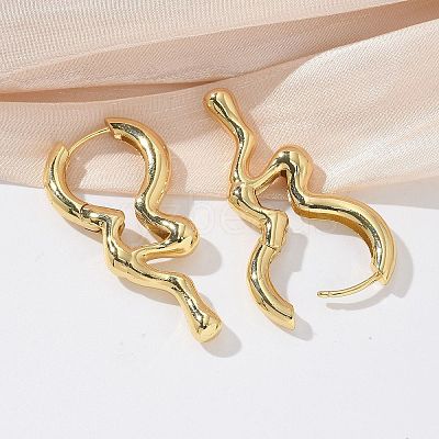 Rack Plating Brass Melting Drop Hoop Earrings for Women X-EJEW-Z019-19G-1