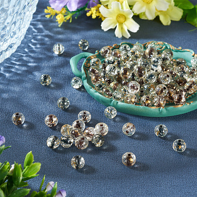 100Pcs Crackle Transparent Glass Beads Strands GLAA-TA0004-11C-1
