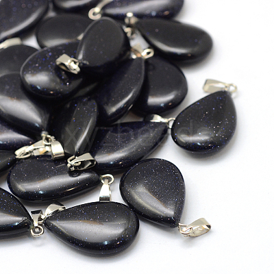 Teardrop Synthetic Blue Goldstone Pendants G-Q368-05-1