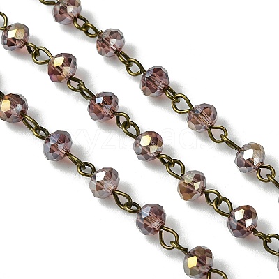 Handmade Electroplate Glass Faceted Rondelle Beads Chains for Necklaces Bracelets Making AJEW-JB00147-1