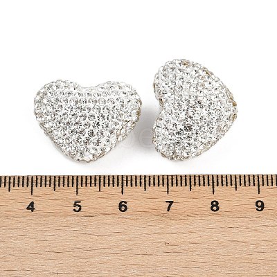 Heart Shaped Polymer Clay Rhinestone Beads CLAY-NH0002-02B-1