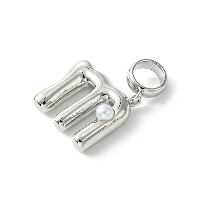 Rack Plating Brass with ABS Plastic Pearl European Dangle Charms KK-G501-02M-P-1