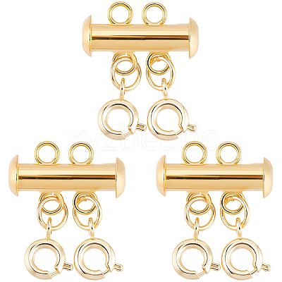 3Pcs 2 Holes Brass Slide Lock Clasps KK-BBC0027-60A-1