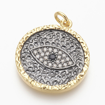 Brass Micro Pave Cubic Zirconia Pendants KK-P156-06G-NR-1