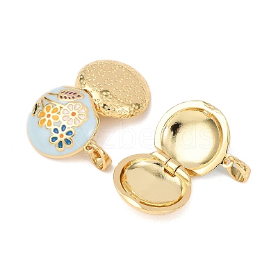 Brass Enamel Locket Pendants KK-G543-01G-02-1