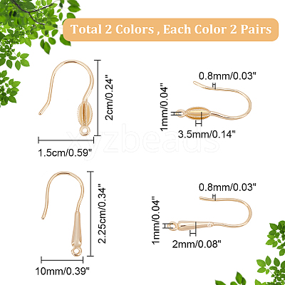 8 Pairs 4 Style Brass Earring Hooks KK-AR0002-73-1