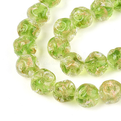 Handmade Gold Foil Glass Beads Strands FOIL-N029-04C-1