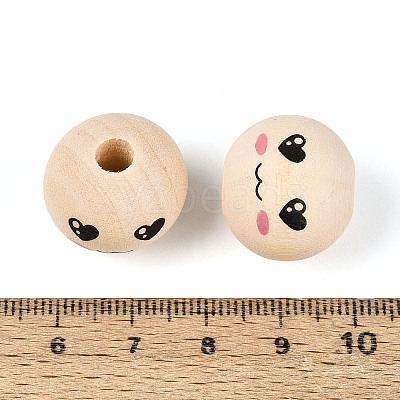 Printed Schima Wood Beads WOOD-T033-02H-1
