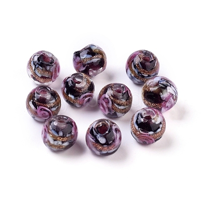 Handmade Gold Sand Lampwork Beads LAMP-T006-10A-1