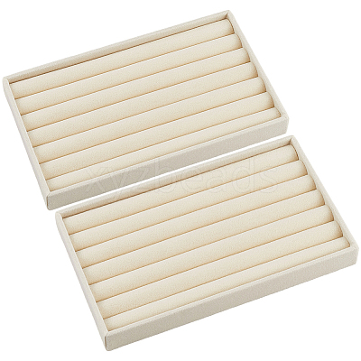 Rectangle Wood Covered with Velvet Jewelry Ring Display Trays AJEW-WH20054-062E-01-1
