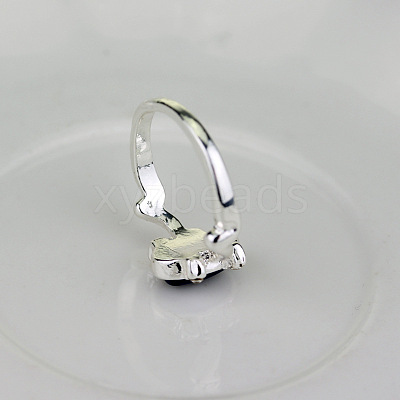 Alloy with Natural Lapis Lazuli Finger Rings FS-WGF3EDB-07-1