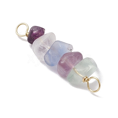10Pcs 5 Styles Constellation Natural Strawberry Quartz & Amethyst & Obsidian & Fluorite & Rose Quartz Copper Wire Wrapped Chip Beaded Connector Charms PALLOY-JF02905-02-1