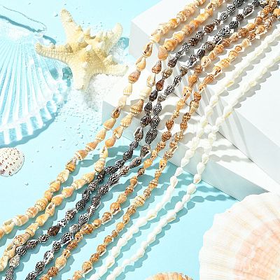 4 Strands 4 Colors Natural Freshwater Shell Beads Strands SHEL-CJ0001-38-1