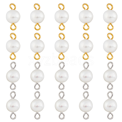 40Pcs 2 Colors Natural Freshwater Pearl Connector Charms PALLOY-AB00067-1