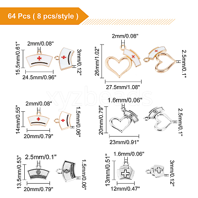 64Pcs 8 Style Alloy Pendant Sets FIND-AR0001-34-1