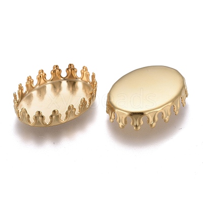 201 Stainless Steel Cabochon Settings X-STAS-P249-10B-G-1