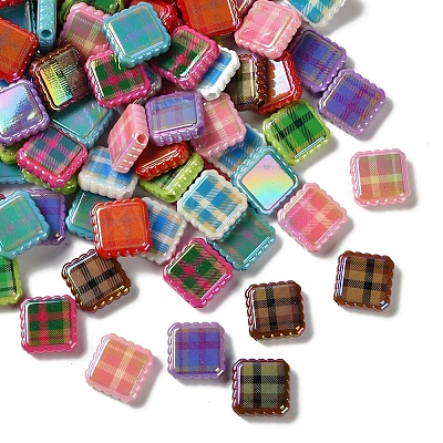 Rainbow Iridescent Printed Opaque Acrylic Beads OACR-D316-01C-02-1