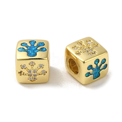 Rack Plating Brass Micro Pave Cubic Zirconia Beads KK-P268-01G-05-1